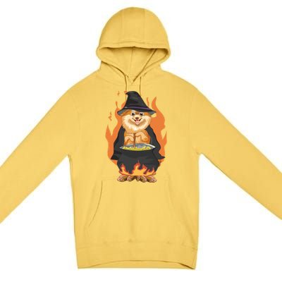 Cute Corgi With Witch Hat Corgi Halloween Cute Gift Premium Pullover Hoodie