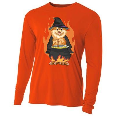 Cute Corgi With Witch Hat Corgi Halloween Cute Gift Cooling Performance Long Sleeve Crew