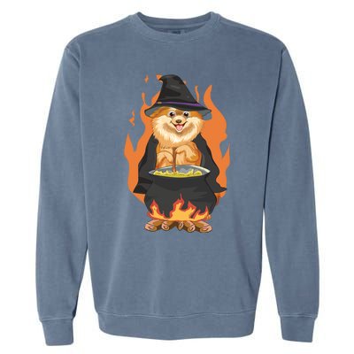 Cute Corgi With Witch Hat Corgi Halloween Cute Gift Garment-Dyed Sweatshirt