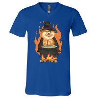 Cute Corgi With Witch Hat Corgi Halloween Cute Gift V-Neck T-Shirt