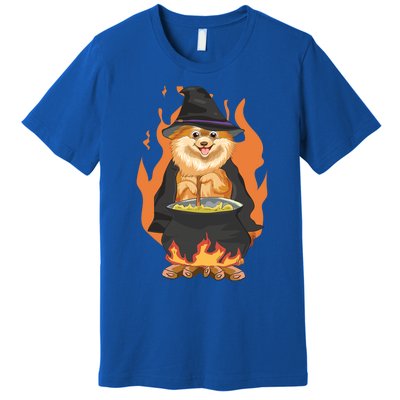 Cute Corgi With Witch Hat Corgi Halloween Cute Gift Premium T-Shirt