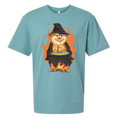 Cute Corgi With Witch Hat Corgi Halloween Cute Gift Sueded Cloud Jersey T-Shirt