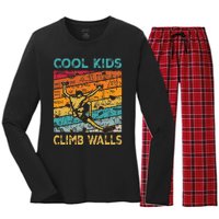 Cool Climb Walls Extreme Sport Rock Climbing Bouldering Women's Long Sleeve Flannel Pajama Set 