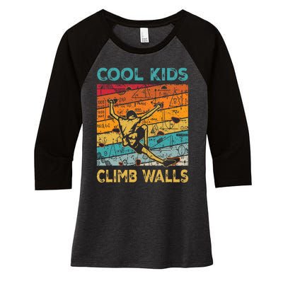 Cool Climb Walls Extreme Sport Rock Climbing Bouldering Women's Tri-Blend 3/4-Sleeve Raglan Shirt