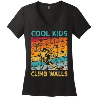 Cool Climb Walls Extreme Sport Rock Climbing Bouldering Women's V-Neck T-Shirt