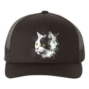 Cute Cat With Cool Eyes And Paint Splash Funny Gift Yupoong Adult 5-Panel Trucker Hat