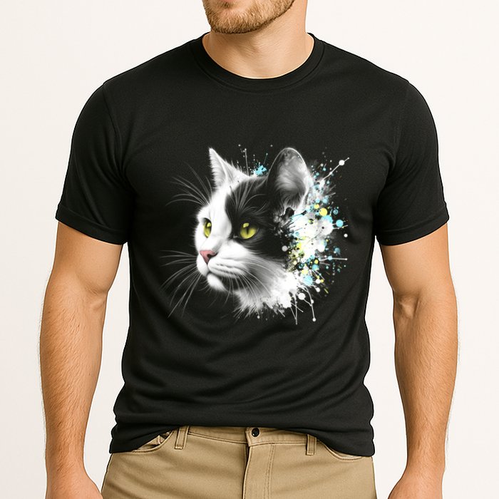 Cute Cat With Cool Eyes And Paint Splash Funny Gift Cooling Performance Crew T-Shirt