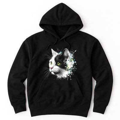 Cute Cat With Cool Eyes And Paint Splash Funny Gift Hoodie