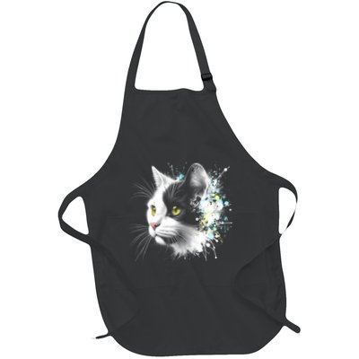 Cute Cat With Cool Eyes And Paint Splash Funny Gift Apron