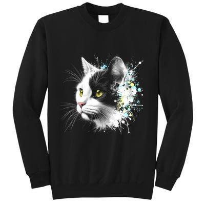 Cute Cat With Cool Eyes And Paint Splash Funny Gift Sweatshirt