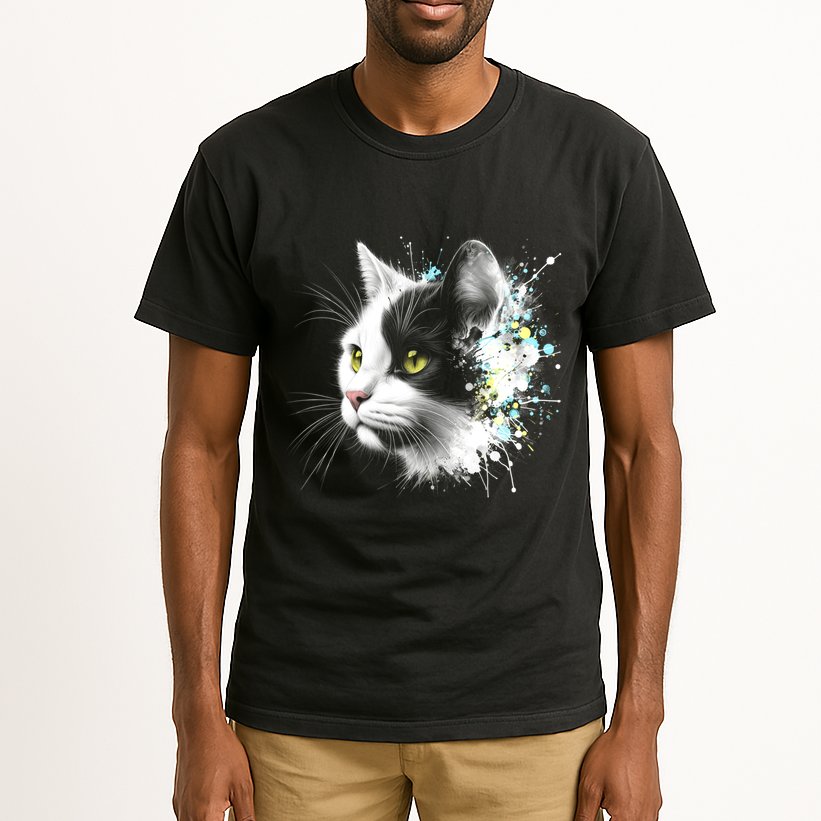 Cute Cat With Cool Eyes And Paint Splash Funny Gift Tall T-Shirt