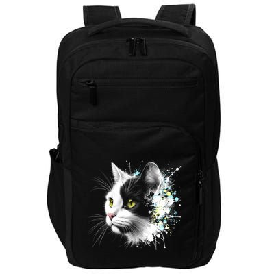 Cute Cat With Cool Eyes And Paint Splash Funny Gift Impact Tech Backpack