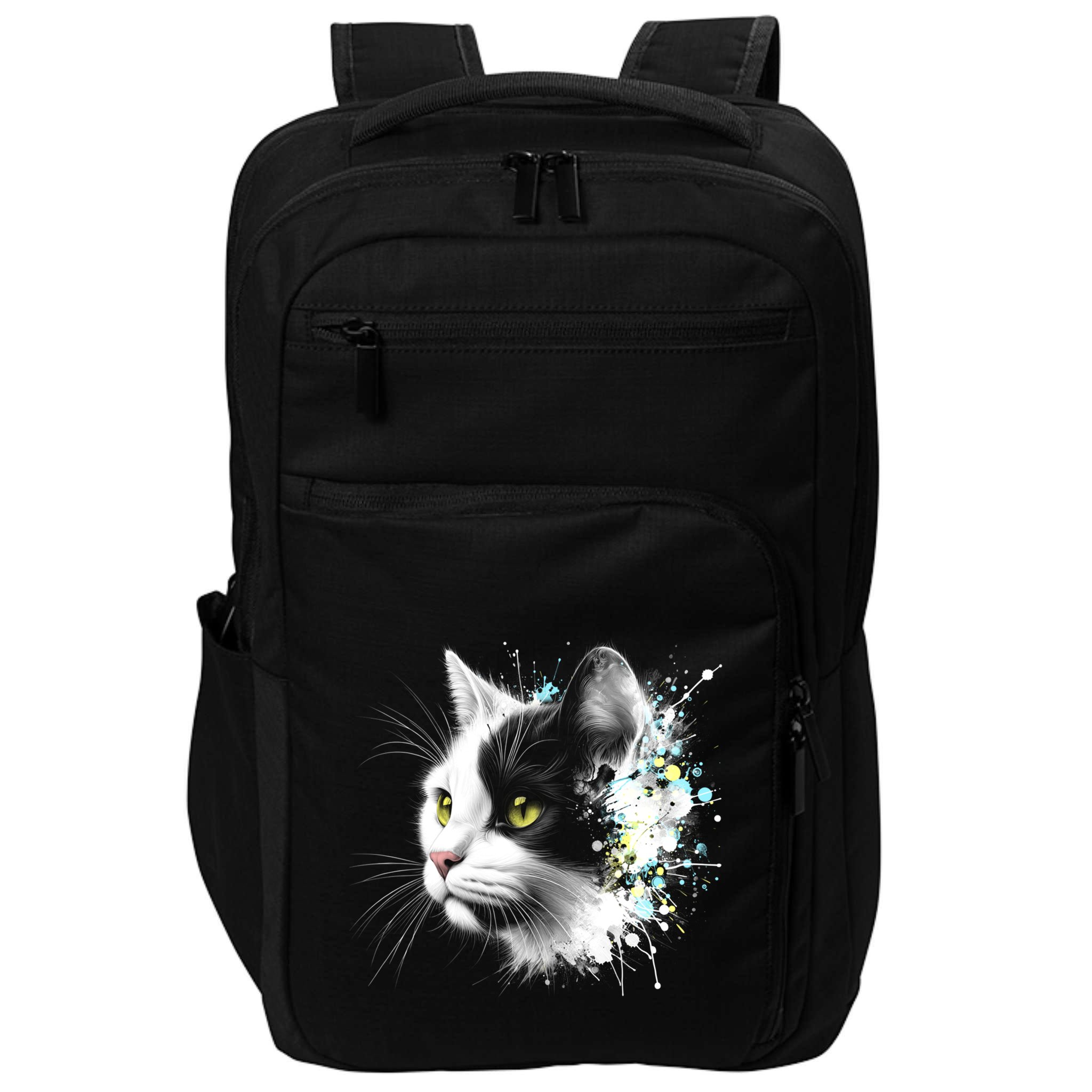 Cute Cat With Cool Eyes And Paint Splash Funny Gift Impact Tech Backpack
