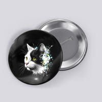 Cute Cat With Cool Eyes And Paint Splash Funny Gift Button