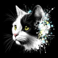 Cute Cat With Cool Eyes And Paint Splash Funny Gift Button