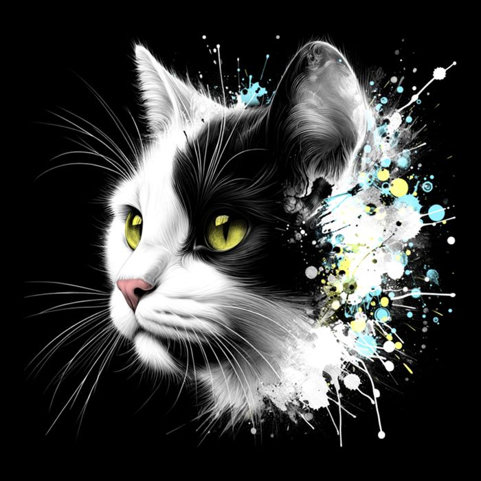 Cute Cat With Cool Eyes And Paint Splash Funny Gift Button