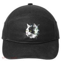 Cute Cat With Cool Eyes And Paint Splash Funny Gift 7-Panel Snapback Hat