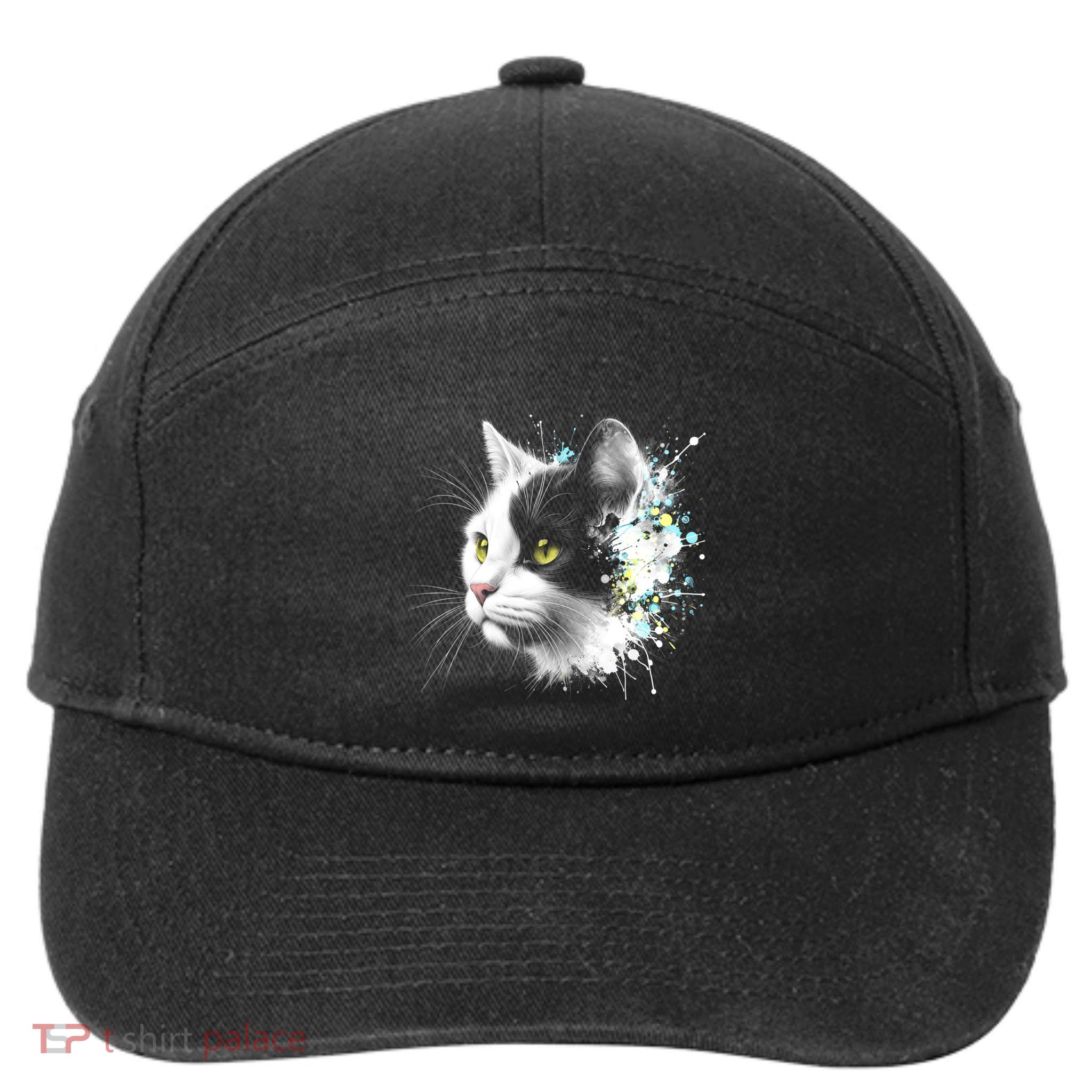 Cute Cat With Cool Eyes And Paint Splash Funny Gift 7-Panel Snapback Hat