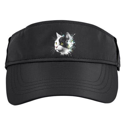 Cute Cat With Cool Eyes And Paint Splash Funny Gift Adult Drive Performance Visor