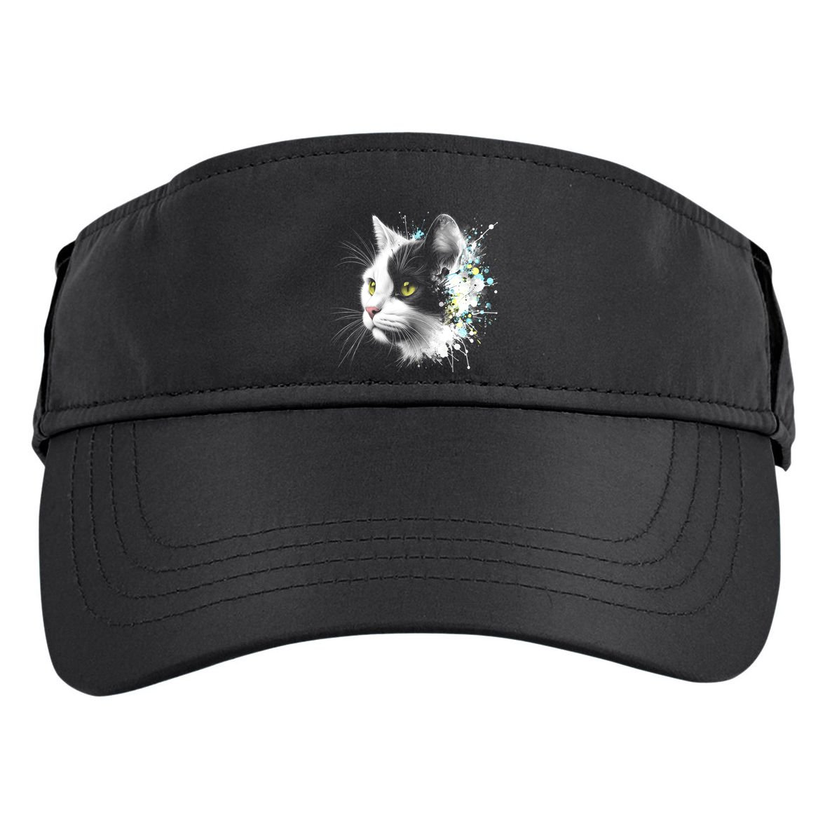 Cute Cat With Cool Eyes And Paint Splash Funny Gift Adult Drive Performance Visor