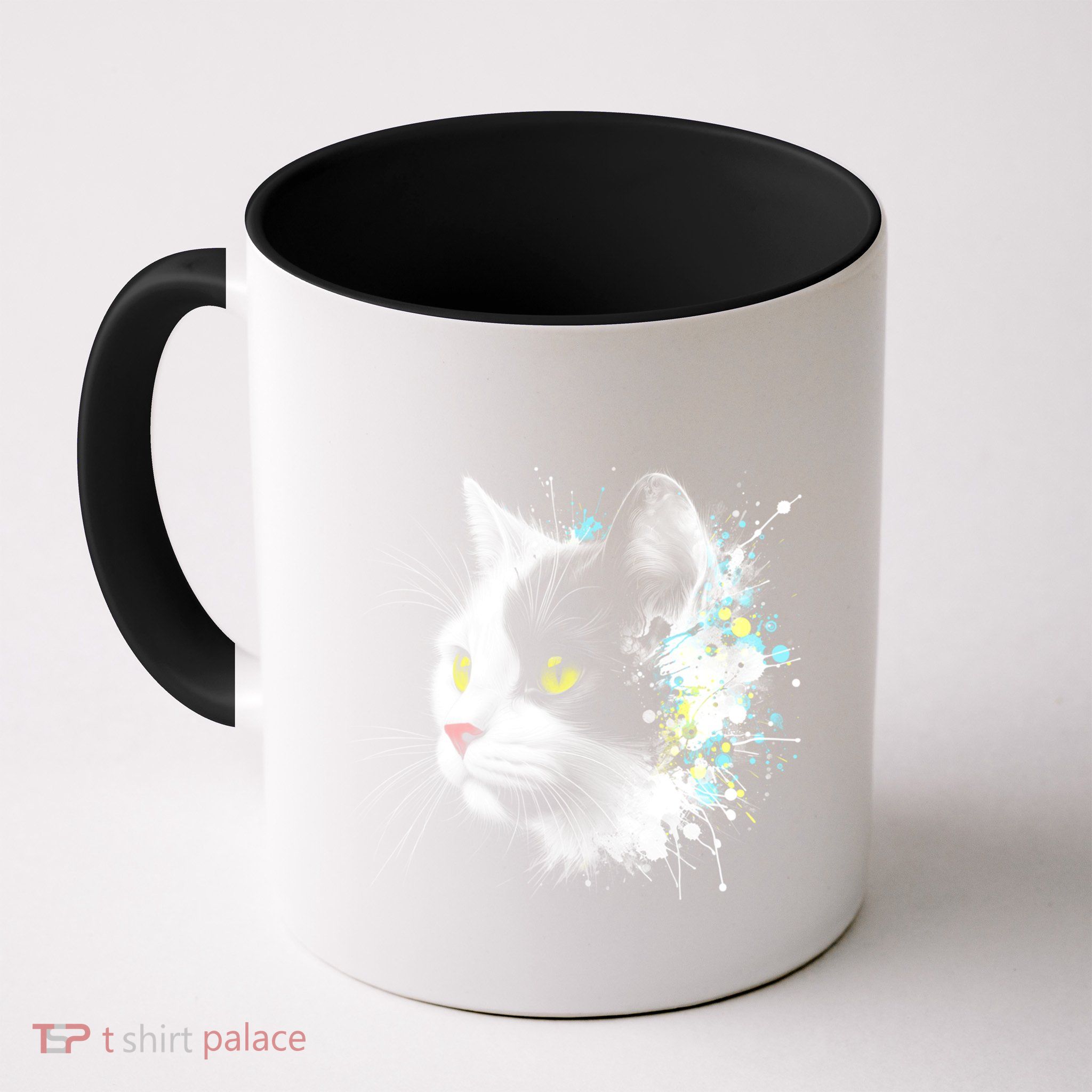Cute Cat With Cool Eyes And Paint Splash Funny Gift Mug