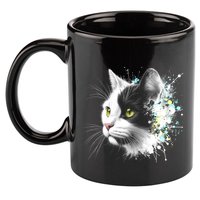 Cute Cat With Cool Eyes And Paint Splash Funny Gift 11oz C Handle Ceramic Mug