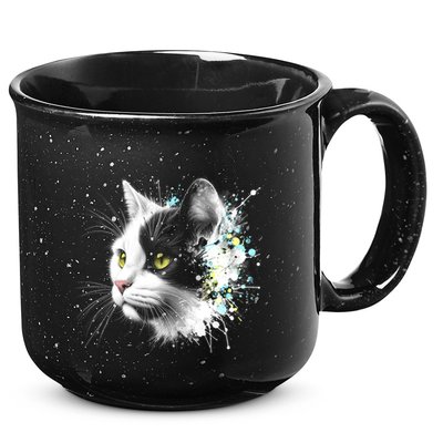 Cute Cat With Cool Eyes And Paint Splash Funny Gift 15oz Campfire Ceramic Mug