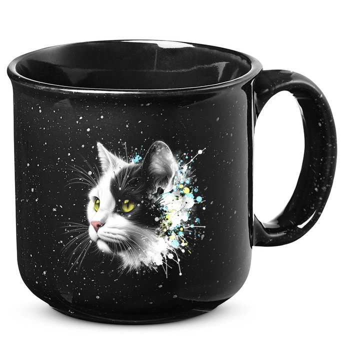 Cute Cat With Cool Eyes And Paint Splash Funny Gift 15oz Campfire Ceramic Mug