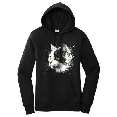 Cute Cat With Cool Eyes And Paint Splash Funny Gift Women's Pullover Hoodie