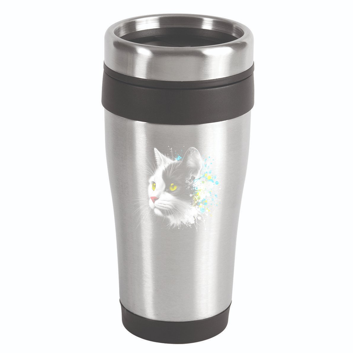 Cute Cat With Cool Eyes And Paint Splash Funny Gift 16oz Travel Tumbler