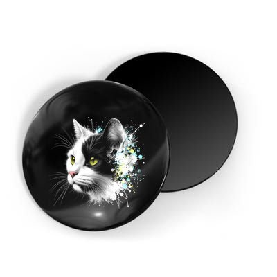 Cute Cat With Cool Eyes And Paint Splash Funny Gift Magnet