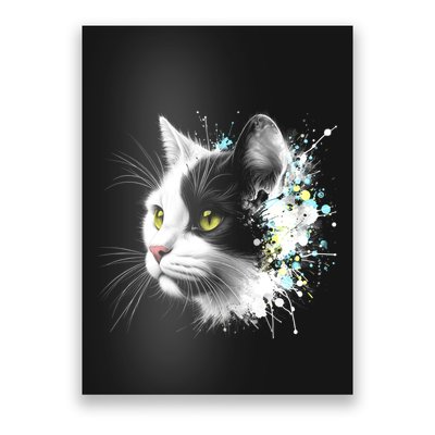 Cute Cat With Cool Eyes And Paint Splash Funny Gift Poster