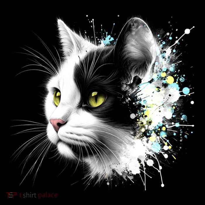 Cute Cat With Cool Eyes And Paint Splash Funny Gift Premium T-Shirt