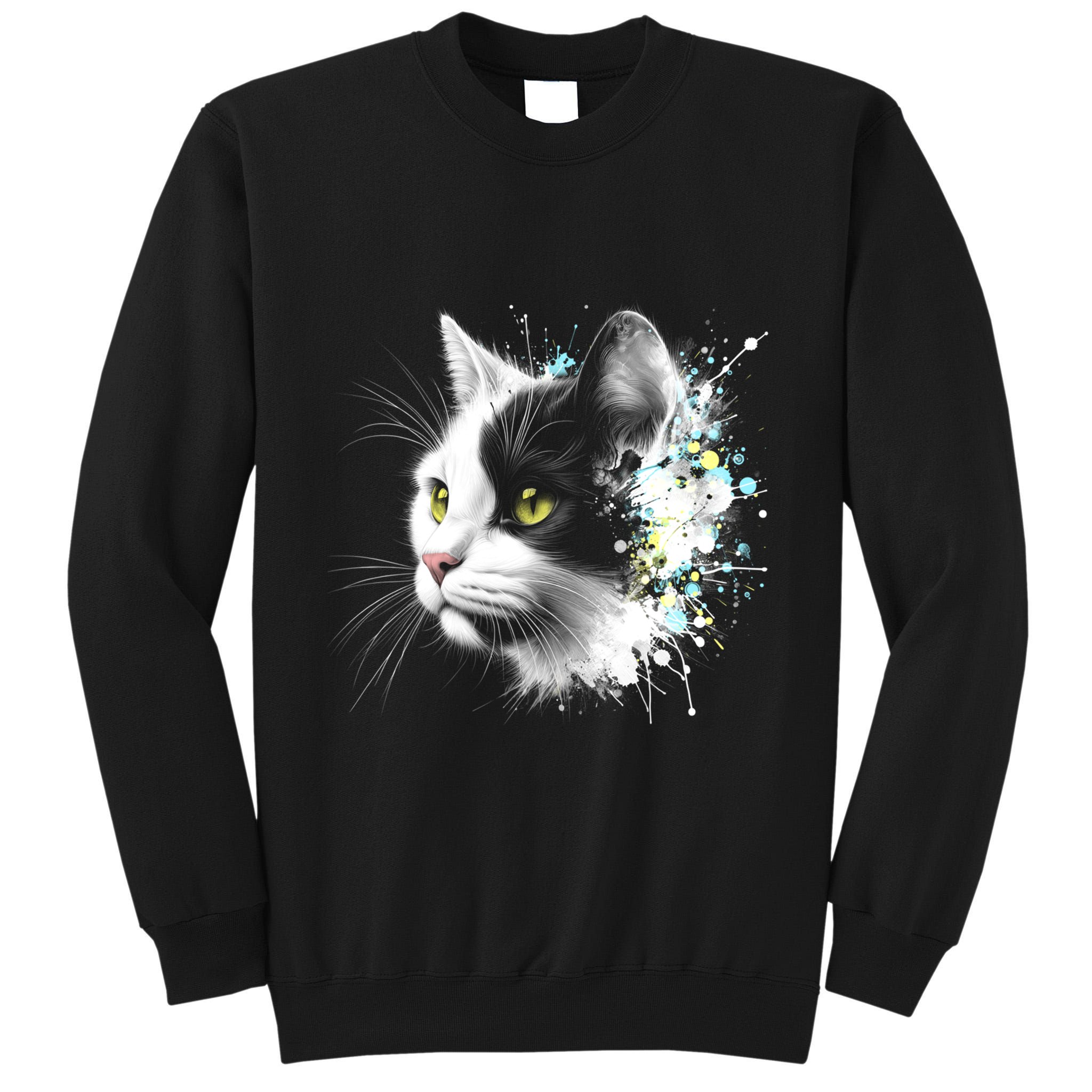 Cute Cat With Cool Eyes And Paint Splash Funny Gift Tall Sweatshirt