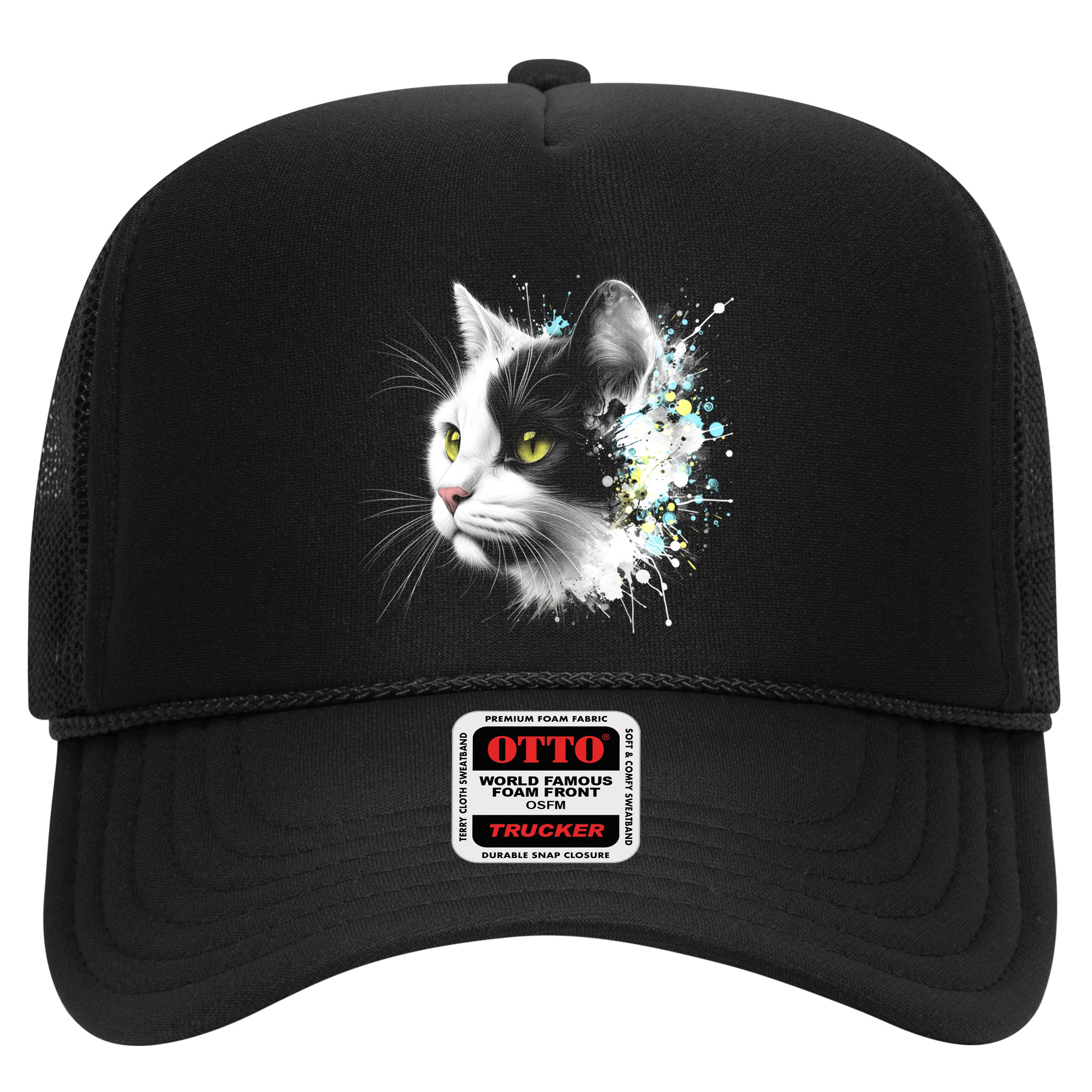 Cute Cat With Cool Eyes And Paint Splash Funny Gift Hat