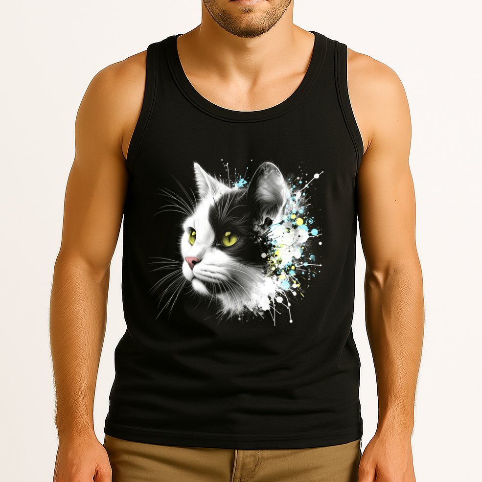 Cute Cat With Cool Eyes And Paint Splash Funny Gift Tank Top