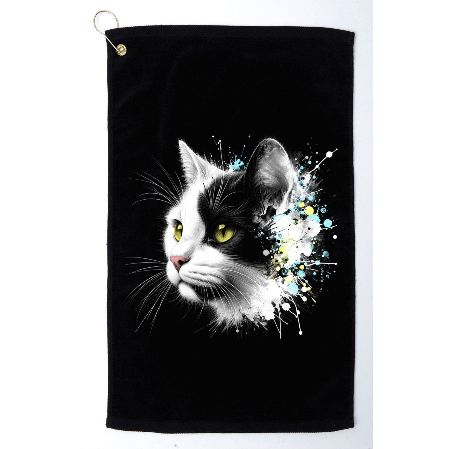 Cute Cat With Cool Eyes And Paint Splash Funny Gift Golf Towel