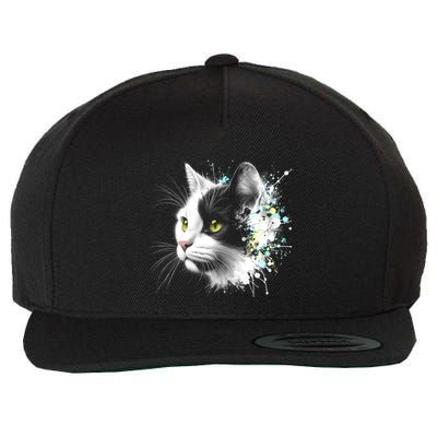 Cute Cat With Cool Eyes And Paint Splash Funny Gift Wool Snapback Cap