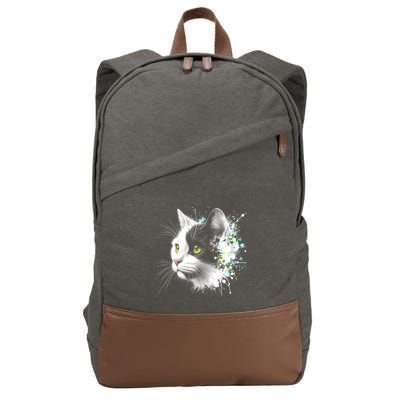 Cute Cat With Cool Eyes And Paint Splash Funny Gift Cotton Canvas Backpack