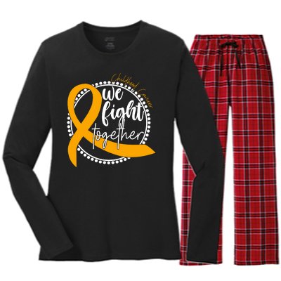 Childhood Cancer We Fight Together Women's Long Sleeve Flannel Pajama Set 