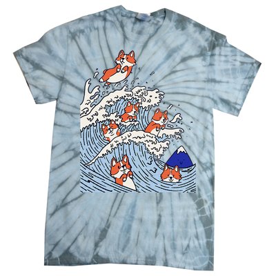 Cute Corgi Wave  Surfing Dogs  Tie-Dye T-Shirt