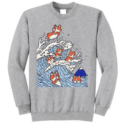 Cute Corgi Wave  Surfing Dogs  Tall Sweatshirt