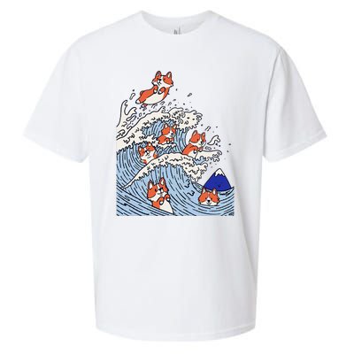 Cute Corgi Wave  Surfing Dogs  Sueded Cloud Jersey T-Shirt