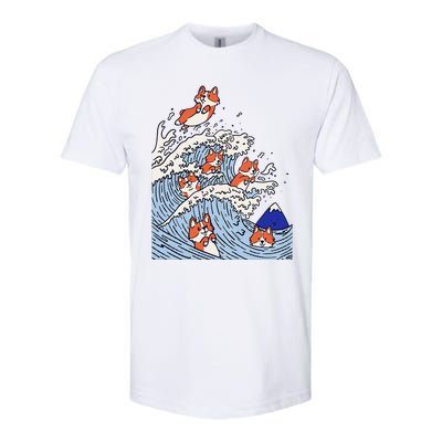 Cute Corgi Wave  Surfing Dogs  Softstyle CVC T-Shirt