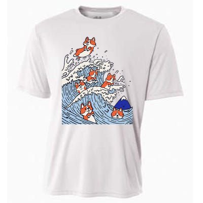 Cute Corgi Wave  Surfing Dogs  Cooling Performance Crew T-Shirt