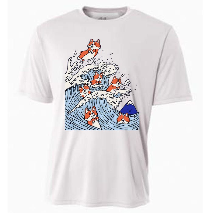 Cute Corgi Wave  Surfing Dogs  Cooling Performance Crew T-Shirt