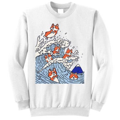 Cute Corgi Wave  Surfing Dogs  Sweatshirt