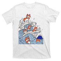 Cute Corgi Wave  Surfing Dogs  T-Shirt