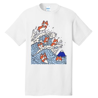 Cute Corgi Wave  Surfing Dogs  Tall T-Shirt