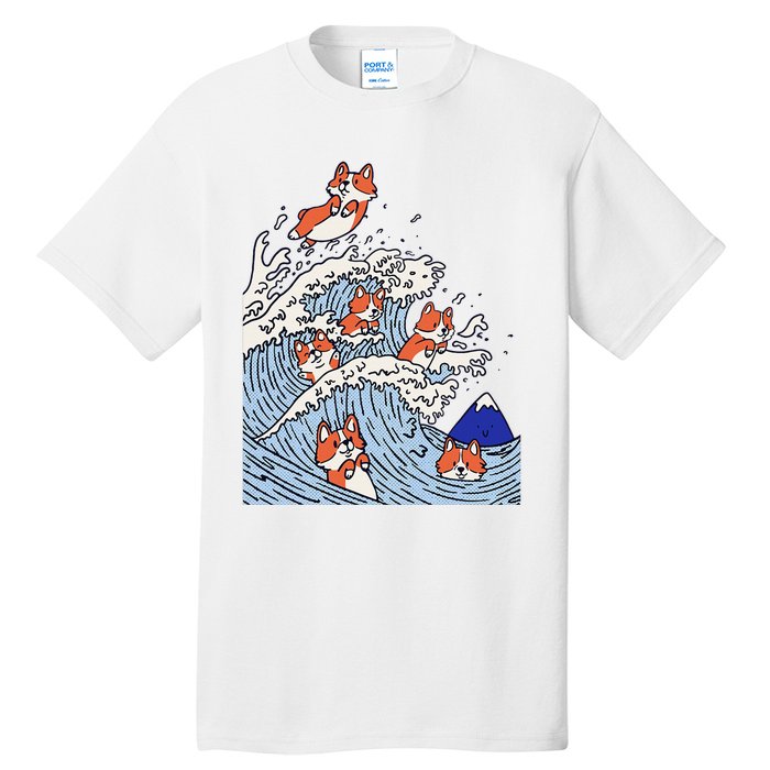 Cute Corgi Wave  Surfing Dogs  Tall T-Shirt